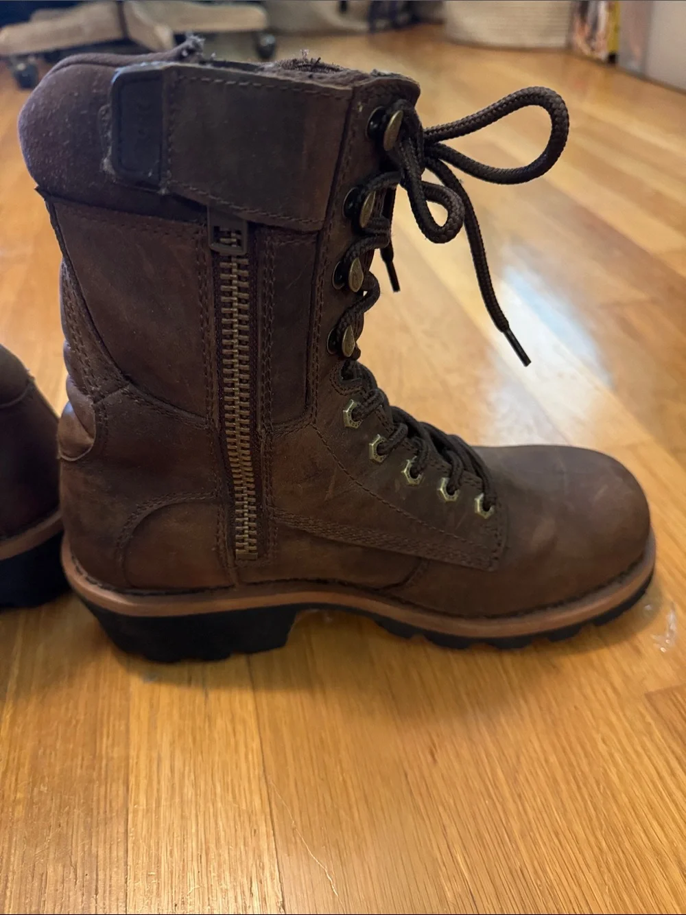 Harley-Davidson Men's Dark Brown Leather Lace-Up Work Boots